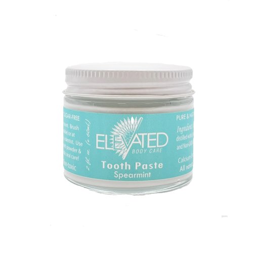 Elevated All Natural Fluoride Free Toothpaste - SLS Free Vegan Toothpaste - Glass Jar - 4 Flavors - Made in USA (Spearmint)