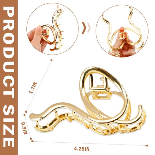 4 PCs Metal Hair Claw Clips for Women Girls 4.52 Inch Wavy Irregular Shape Hair Clips for Thin Thick Hair Accessories Gold and Silver Shark Claw Non-slip Head Clip Elegant Strong Hold Hair