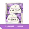 Yardley London Nourishing Bath Soap Bar English Lavender, Calms & Soothes with Pure Lavender Extracts & Essential Oils 4.0 oz Bath Bar, 2 Soap Bars