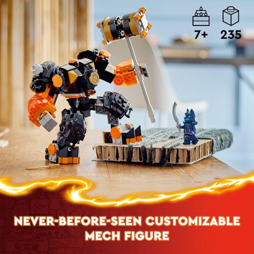 LEGO NINJAGO Cole’s Elemental Earth Mech Mini Ninja Toy, Customizable Action Figure Adventure Toy with Cole and Wolf Warrior Minifigures, Ninja Gift for Boys, Girls and Kids Ages 7 and Up, 71806