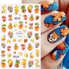 3D Maple Leaf Nail Art Stickers Fall Embossed Nail Sticker Decal Yellow Leaf Flower Squirrel Nail Art Design Autumn Thanksgiving Nail Decoration for Women Girls 4 Sheets