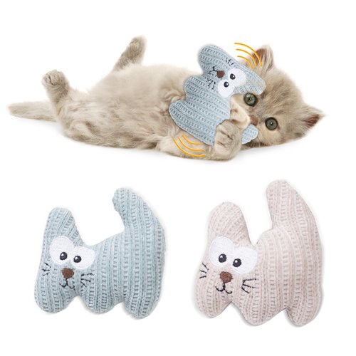 WONOWPA Catnip Toy for Cats & Kittens, 2Pcs Plush Rope Cat Chew Toy with Bell, Bite Resistant Catnip Toys Cat Teething Toy (Animal Shapes)