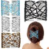 4 Pieces Elastic Hair Comb Clips Magic Stretchy Double Comb Hair Clips for Girls Women Hairstyle Hair Accessories (Metal Beads-Black,Brown,White,Blue)