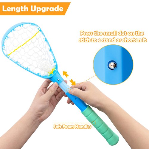 Foayex Hydro Lacrosse Game Set Outdoor Games Retractable Lacrosse Sticks Beach Toys with 2 Lacrosse Balls Pool Toys Yard Games for 3 4 5 6 7 8 9 10 Year Old Boys Girls Kids Toys