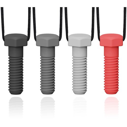 Chew Necklaces for Sensory Kids, 4 Pack Chewy Necklace Sensory Boys and Girls with Autism, ADHD, SPD, Biting, Silicone Teething Necklace Oral Chew Toys for Adults Reduce Chewing Anxiety Fidget