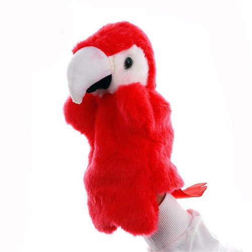 Plush Parrot Hand Puppets Birds Stuffed Animals Toys for Imaginative Pretend Play Storytelling Red