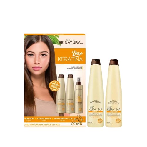 PLACENTA LIFE Termoprotector Alisante Lisso Keratina Be Natural Hair Care Set - Shampoo 12 fl oz, Conditioner 12 fl oz, Heat Protector 8.5 fl oz termoprotector alisante