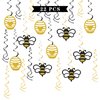 Maicaiffe Honey Bumble Bee Hanging Swirl Decorations - Glitter 22 Pcs Bee Baby Shower Party Supplies - Baby Birthday - Engagement - Wedding Streamers - Bee Theme Party Foil Swirls Ceiling Decorations
