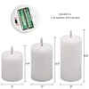 GenSwin 3D Wick Flameless Flickering Candles Battery Operated with Remote Timer, Real Wax Pillar LED Votive Candles Warm Light, Set of 3 Party/Wedding/Home Decor(White, D3” x H4.6” 5.8” 6.8”)