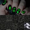 TailaiMei 15 Sheets Halloween Nail Stickers Glow in The Dark, Fluorescent Design Nail Decals, Self-Adhesive DIY Nail Art Tips for Women Manicure