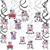 24PCS Cow Hanging Swirl Cow Party Decorations for Boys Kids Theme Birthday Party Supplies Hanging Spiral Garlands Ceiling Decor (Cute Cow)