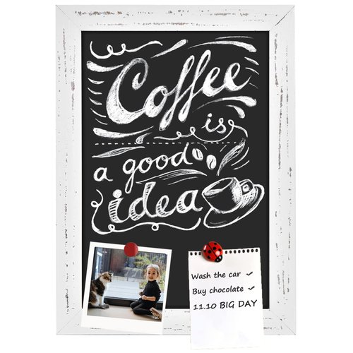 TORASO Magnetic Chalkboard, 10" x 14", Pine Wood Framed Rustic Vintage Decor - Chalk Board for Wedding, Kitchen, Bar, Restaurant, Menu & Home(HB-WH-2636)