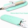 Heat Resistant Mat for Curling Iron, Flat Iron Silicone Mat Pouch for Hair Straightener, Portable Travel Curling Iron Holder for Crimping Iron, Curling Wand, Waving Iron and Hot Hair Styling Tools