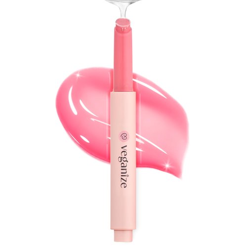 SELF BEAUTY Veganize Collagen Lip Glass Balm | Hydrating Lip Balm in 9 Vibrant Colors | Moisturizing Lip Care Infused with Collagen Jelly Magic | No Animal Trial Lip Balm 0.06 oz (#2 Shy Pink)