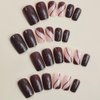 ANDGING Brown Press on Nails Short Square Fake Nails with Glue Acrylic Coffin Glue on Nails with Designs Gel Manicure Curved False Nail for Women Girls Fantasy Stick ons Nails for Wedding Birthday
