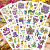 Konsait Mardi Gras Tattoos - 10 Sheets Glitter Mardi Gras Temporary Tattoos for kids Adults, Purple and Green Mardi Gras Makeup Tattoos, Assorted Style Mardi Gras Party Favors Mardi Gras Accessories