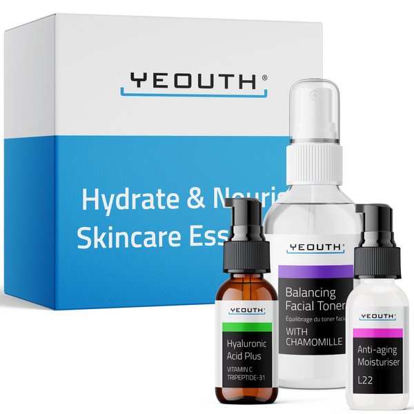 YEOUTH Hyaluronic Acid Serum with Vitamin C, Face Toner, Face Moisturizer, Skin Care Set for Radiant and Smooth Skin, Self Care Gifts for Women, Skin Care Gift Set 3-Piece