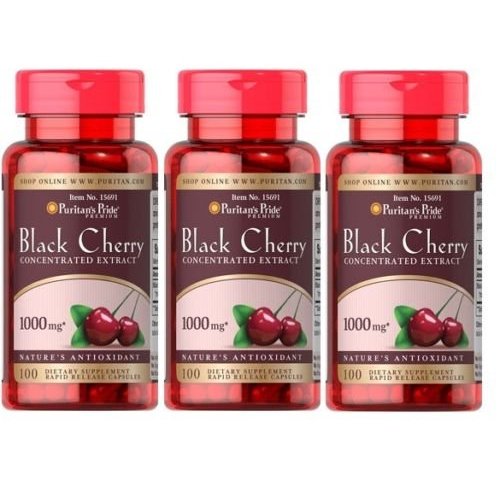 Puritan's Pride Black Cherry 1000 mg - 300 Capsules 3 Pack Made in USA