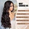 SOKU Long Brown Lace Front Wigs for Women Body Wave Middle Part Natural Looking Wig 28 Inch Synthetic Heat Resistant Swiss Lace Front Wig for Daily Wearing