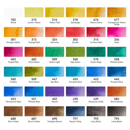 LIGHTWISH Watercolor Paint Set, 36 Watercolor Tubes Set (12ml, 0.4oz), Art Supplies for Watercolor Painting, Comic, Illustration, Decoration