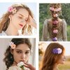 Haomye Flower Hair Clips Hawaiian Hair Pins Boho Floral Hair Barrettes Silk Hair Accessories for Wedding Beach Party 7 PCS (Color)