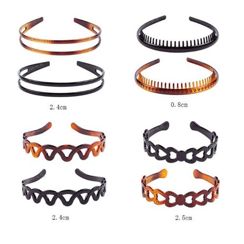 Suoirblss 8PCS Plastic Tooth Hair Comb Headband Hard Headbands Ribbon Hairband Women Men Hair Accessory (style01)