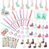 foci cozi Llama Party Favors Supplies - Llama Bracelet Ring Necklace Keychains Hair Clips Puffy Sticker Gift Bag Alpaca Toys Gift for Kids Birthday School Prizes Rewards(60 pcs)