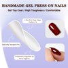 Wooyas Dark Red Press on Nails Medium, Fake Nails Burgundy Medium Square Nails, Non-breakable and Reusable Glue on Nails, 24PCS Handmade Soft Gel Nail False Nail Kit with Nail Glue