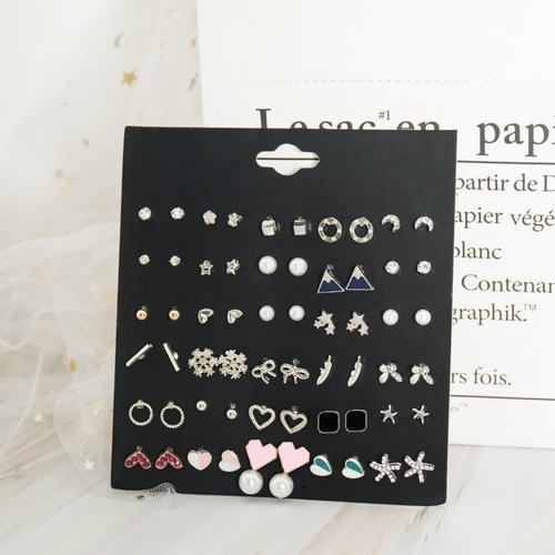 NEWITIN 30 Pairs Colorful Cute Stud Earrings for Girls Hypoallergenic Earrings Stainless Steel Earrings for Girls and Women