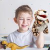 Cuteoy Plush Cheetah Hand Puppet Stuffed Animal Toy Open Movable Mouth Creative Role Play Storytelling Plushies Gifts for Kids Toddlers Birthday Christmas