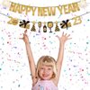 Happy New Year Banner 2023 New Years Eve Party Decoration,Golden Firework Theme Happy New Year Banner Bunting Sign for 2023 New Years Party Supplies