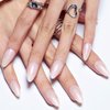 GLAMERMAID Pure White Press on Nails Medium Almond, Glazed Short Fake Nails Handmade Soft Jelly Gel, Donut Chrome Stiletto Glue on Nails, Glitter Oval Acrylic False Nails Stick on Nails Kit for Women