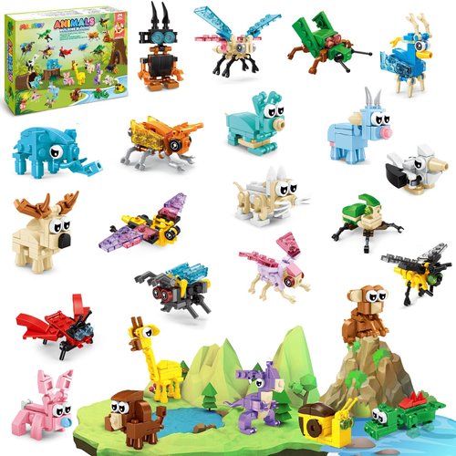 MOONTOY Party Favors for Kids, 24 Pack Animals Building Blocks Toy for for Goodie Bag Stuffers Mini Building Set Party Favors for Birthday Gift for Boys Girls Ages 6-12+