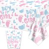 XJLANTTE 2Pcs Gender Reveal Tablecloth - Boy or Girl Table Decorations Rectangular Pink and Blue Table Cover for Baby Shower Decorations, Gender Reveal Boy or Girl Party Supplies, 51 x 86.6 Inch
