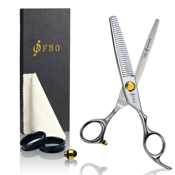 FBO Pro Thinning Shears 6.5″,Extremely Ultra Sharp Blades,440C Steel,Cryogenic Treatment Process,Durable,Smooth Motion Fine Cut,Hair Cutting Barber Shears Kit,for Men Women Salon Hairdressing