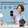 Portable Fan with Remote Control & Timer & LED Lights, 60hrs 12000mAh USB Rechargeable Battery Fan Could Clamp/Hanging/Stand Up, Small Clip on Fan for Baby Stroller, Bed, Desk, Camping Tent, Travel