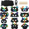 Honoson 36 Pieces Scratch Paper Animal Masks Rainbow Masks with Elastic Cords and 12 Pieces Wood Stylus for Costume Dress up Parties Decorations and DIY