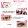 Self Adhesive Lash Clusters Kit Flu-ffy 8-16mm No Glue Lashes Press On Lashes, 60 Pcs Glueless DIY Eyelash Extensions Kit Pre Bonded Lash Clusters with Eyelash Curler and Lash Tweezers(No Glue J02)
