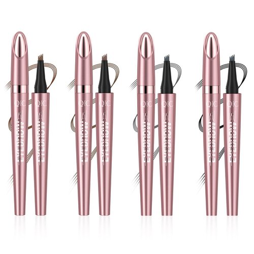 Magic Eyebrow Pencil,Upgraded 3D Waterproof Microblading Eyebrow Pencil Contouring Pen, 4 Tip Microblade Eyebrow Pen, Natural Long-Lasting Fine Stroke Microblading Eyebrow Pencil (Dark Coffee)
