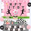 kreat4joy Soccer Birthday Decorations for Girls, Pink Soccer Happy Birthday Decorations Backdrop Banner Cake Cupcake Toppers Balloons for Girl Sports Football Theme Birthday Party Supplies