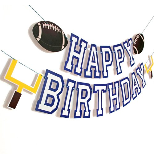 Football Happy Birthday Banner, Football Theme String Flags, Football Party Decorations, Happy Birthday Bunting Sign for Sport Theme Decoration