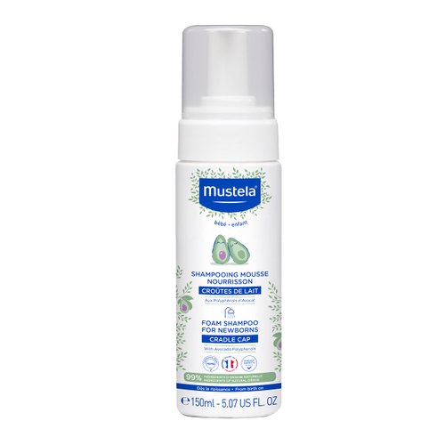Mustela Cradle Cap Foam Shampoo for Newborn - Fragrance-Free Baby Shampoo for Seborrheic Dermatitis - Helps to minimize Scalp Flakes - Clinically & Dermatologist Tested - 5.07 fl. oz.