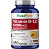 NusaPure Vitamin B12-5000 MCG 150 Veggie Capsules (NON-GMO, Gluten Free) - Max Strength Vitamin B 12