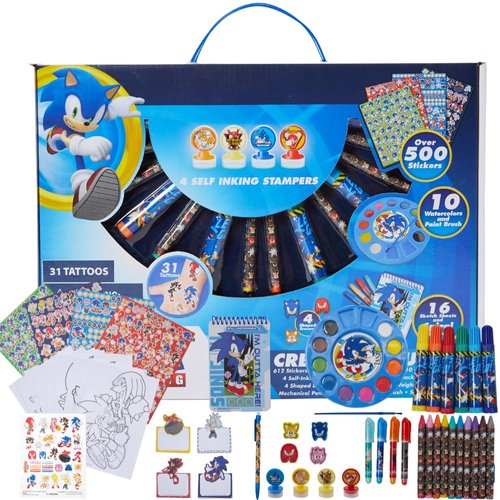 Innovative Designs Sonic The Hedgehog Creativity Fun Kids Art Set for Coloring, Painting, and Crafts