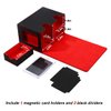 Venssu MTG Deck Box for Commander or Prime Card Display with Dice Tray,Card Deck Box Fits 200 Single Sleeved Cards, TCG Card Storage Box with 2 Dividers and 1 magnetic card holder (Black＆Red)