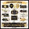 Retirement Party Decorations, Black Gold Happy Retirement Banner Sign Directional Retired Yard Sign Retirement Balloons for Happy Retirement Party Supplies