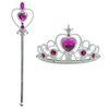 Princess Dress Up Party Accessories Set with Gloves,Crown,Wand,Clip Earrings for Women Pink (4pcs)
