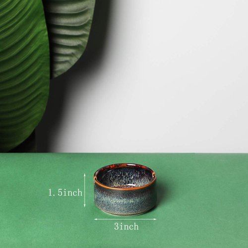 Small Ceramic Ashtray-2Pack, Ash Holder for Smokers 3-Inch (Gradient Grey)