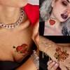 GOROMON 16 PCS Bride of Chucky Tattoo Heart, Halloween Temporary Tattoos Stickers For Women Men, Fake Halloween Makeup Kit Party Favor Supplies Chucky Heart Tattoos Costume Accessories