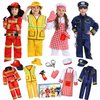 14Pcs Toddler Dress up Clothes,Boys Dress up Costumes for Play,Kids Dress up Set with Firefighter,Construction Worker,Chef,Police Costume,Toddler Boy Toys Christmas Birthday Gifts for 3-6 Years Old